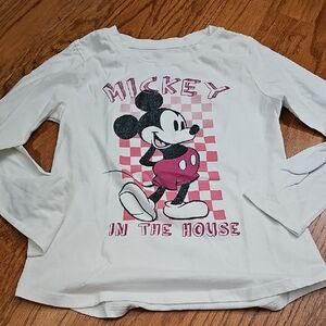 Disney Mickey Mouse Kids Long Sleeve Tee - White and Red